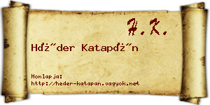 Héder Katapán névjegykártya